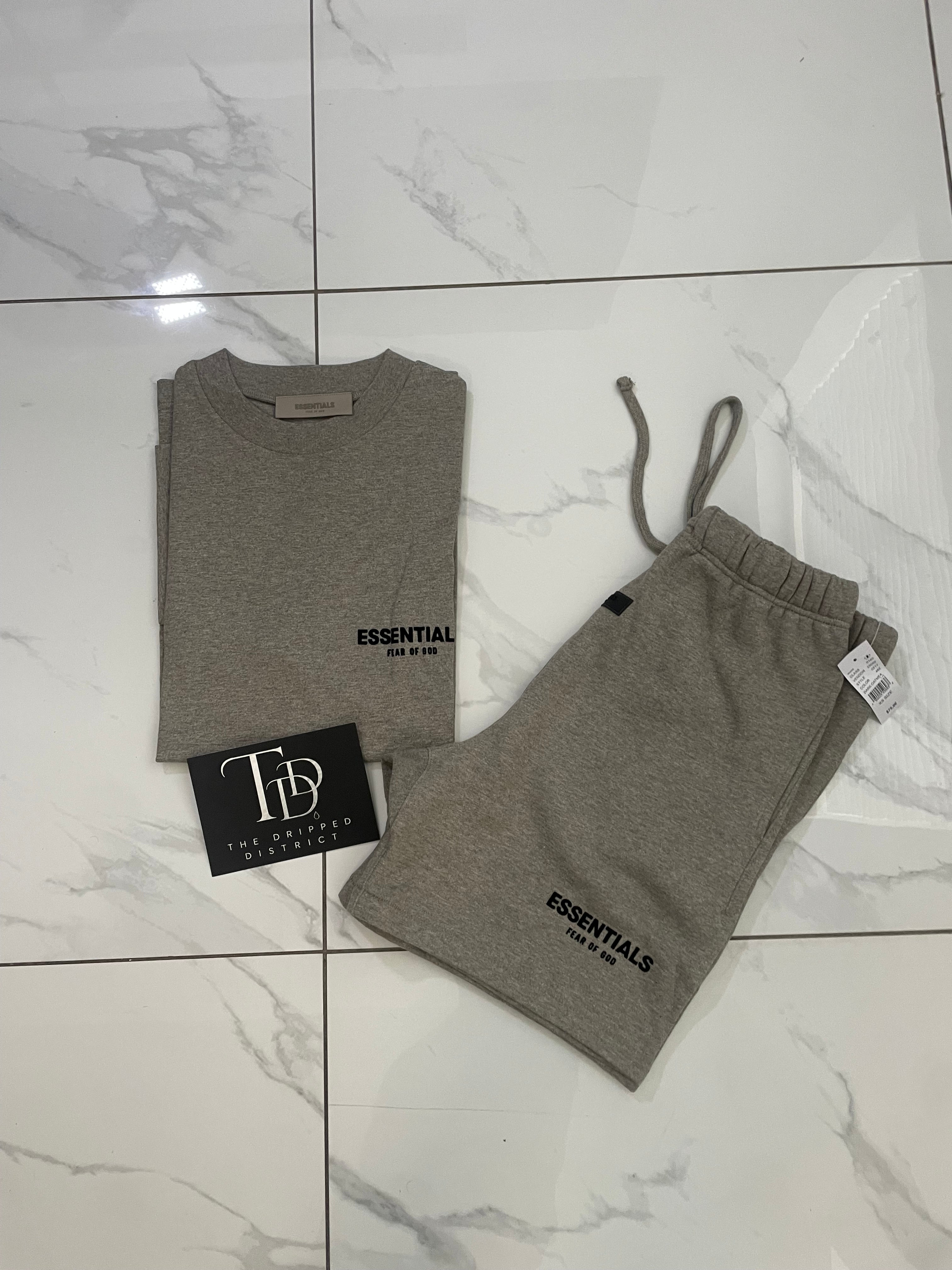 FEAR OF GOD ESSENTIALS SHORT SET 'DARK OATMEAL'