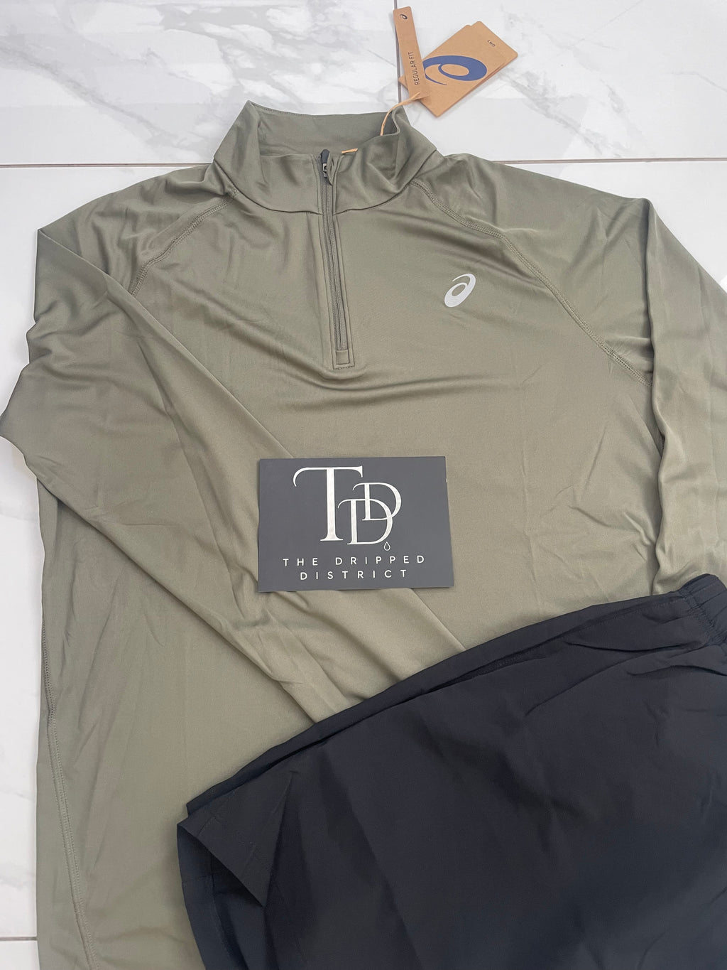 Asics 1/4 Zip And Shorts Mantle Green & Black