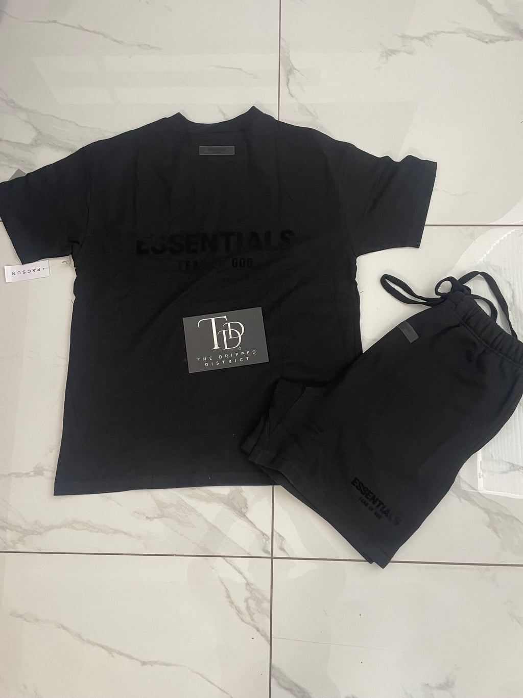 FEAR OF GOD ESSENTIALS SHORT SET 'DARK BLACK/BLACK '