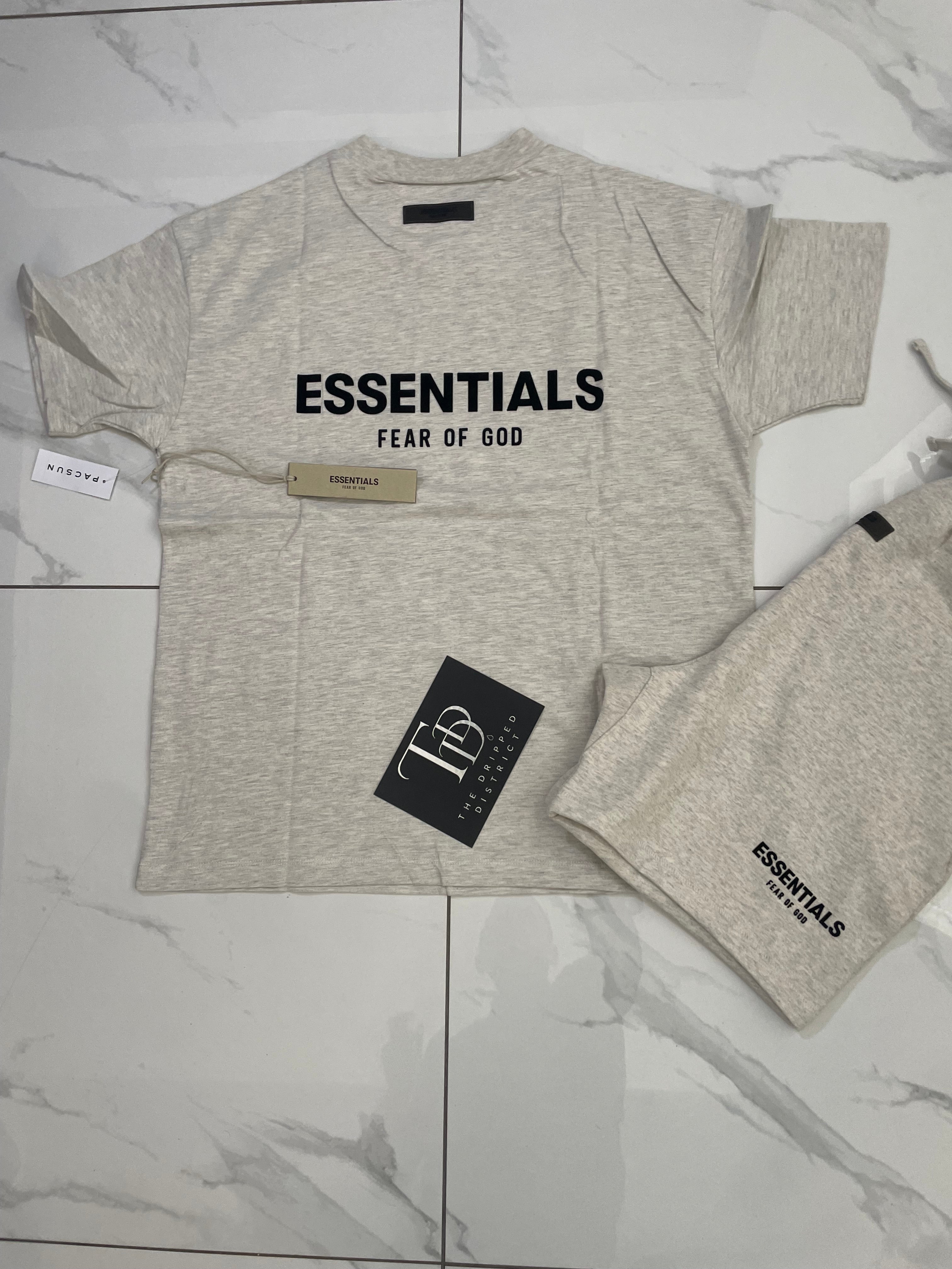 FEAR OF GOD ESSENTIALS SHORT SET 'LIGHT OATMEAL'