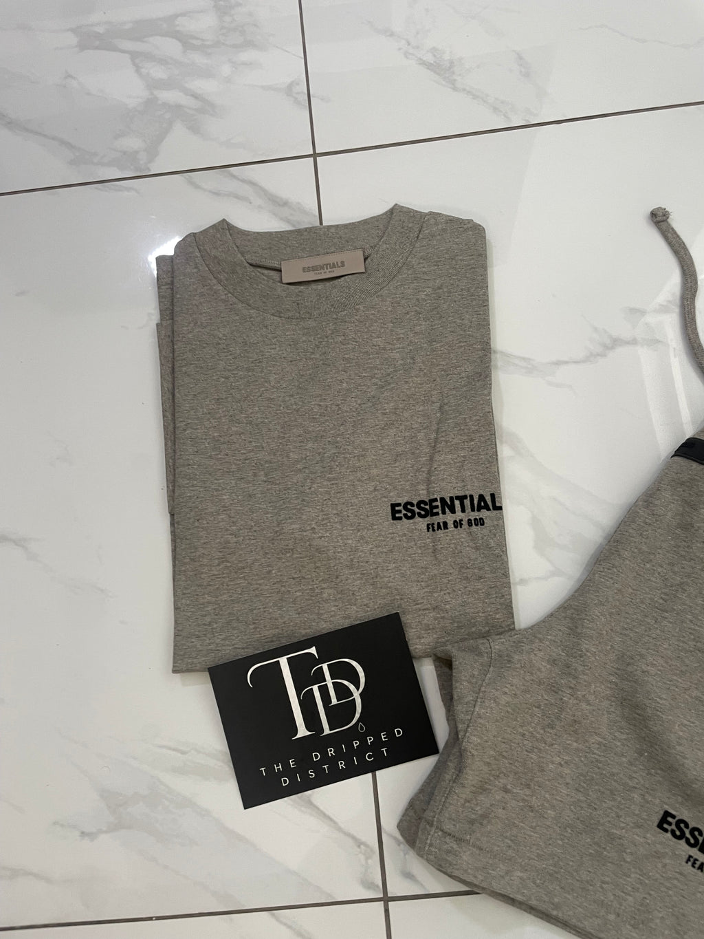 FEAR OF GOD ESSENTIALS SHORT SET 'DARK OATMEAL'