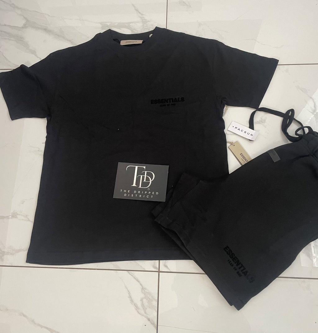 FEAR OF GOD ESSENTIALS SHORT SET 'DARK BLACK/BLACK '