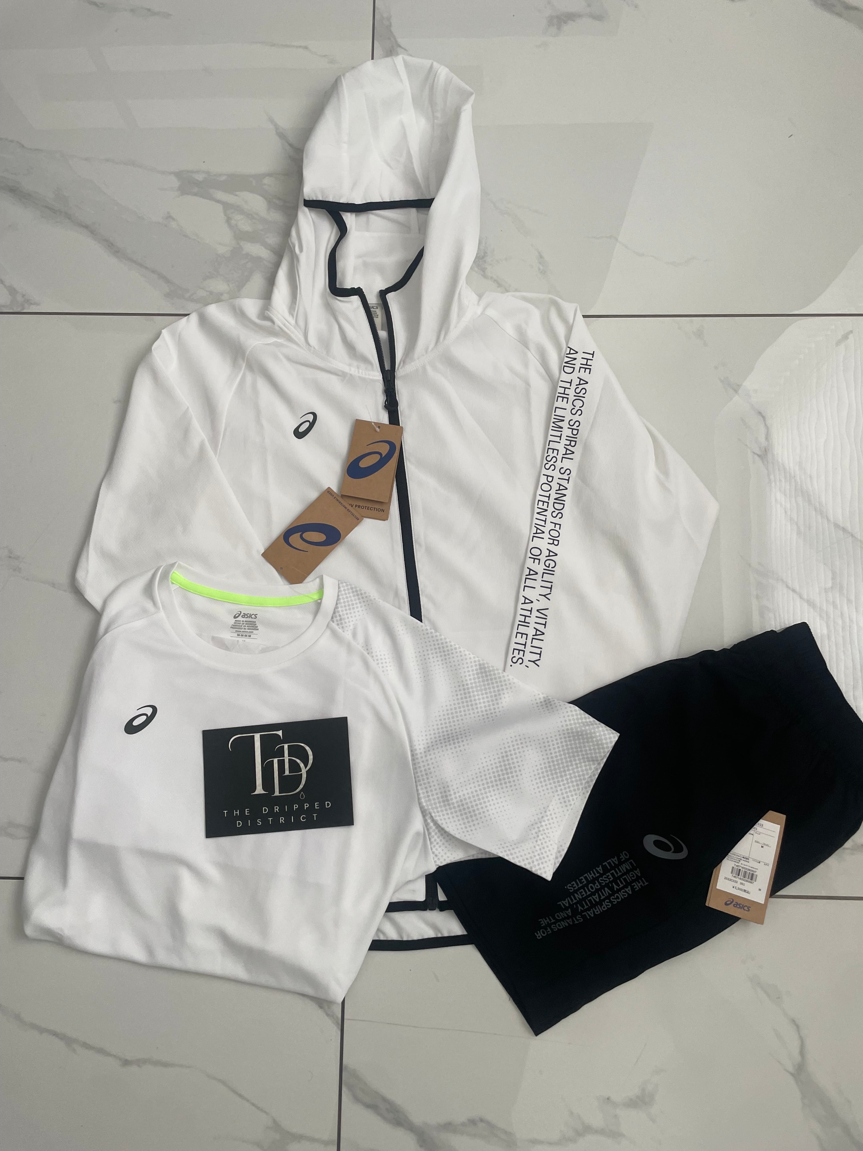 Asics 3pc Set Jacket, T-shirt and Jacket White/Black