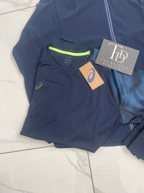 Asics 3pc Set Jacket, T-shirt And Shorts Navy