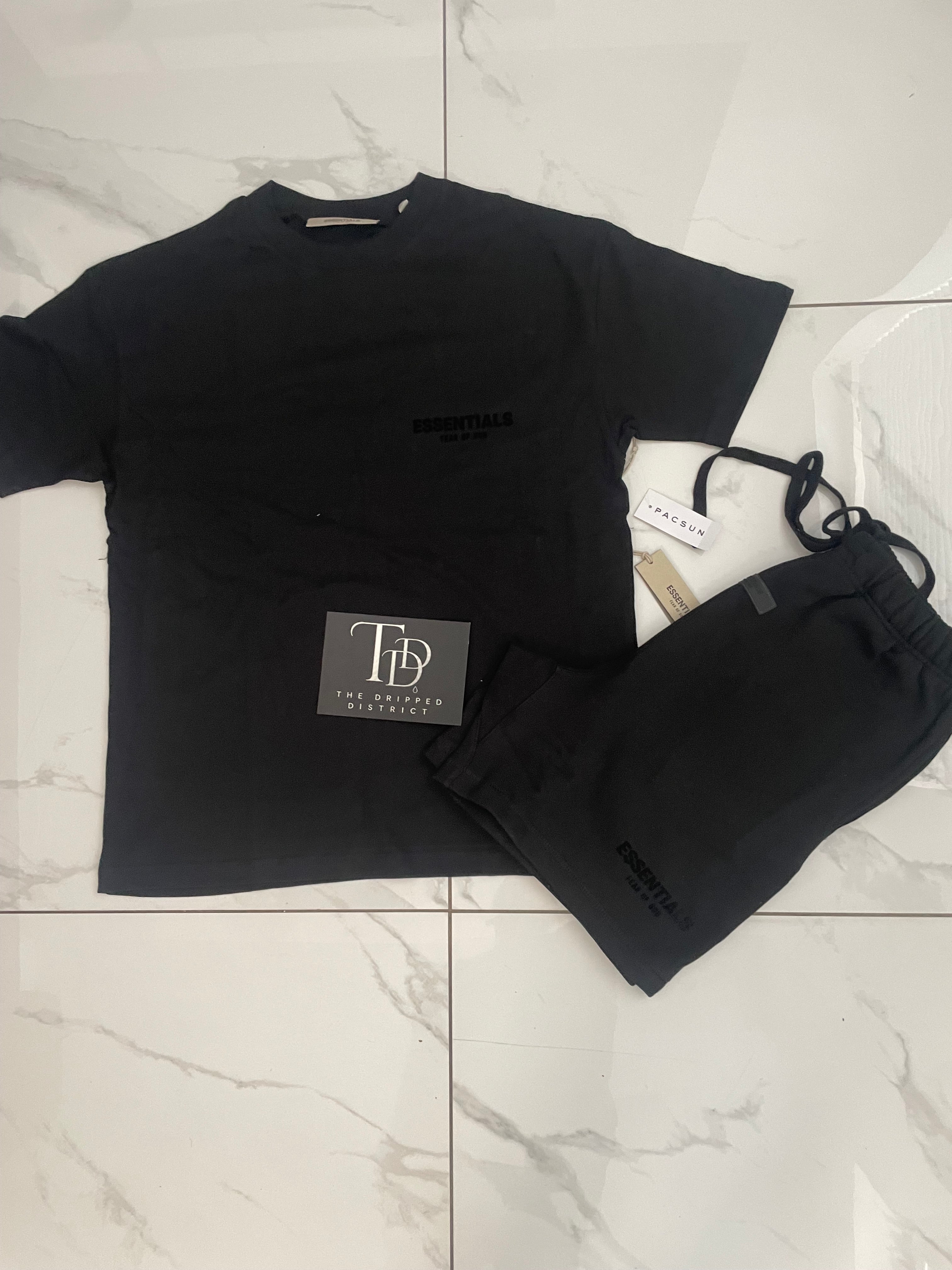 FEAR OF GOD ESSENTIALS SHORT SET 'DARK BLACK/BLACK '