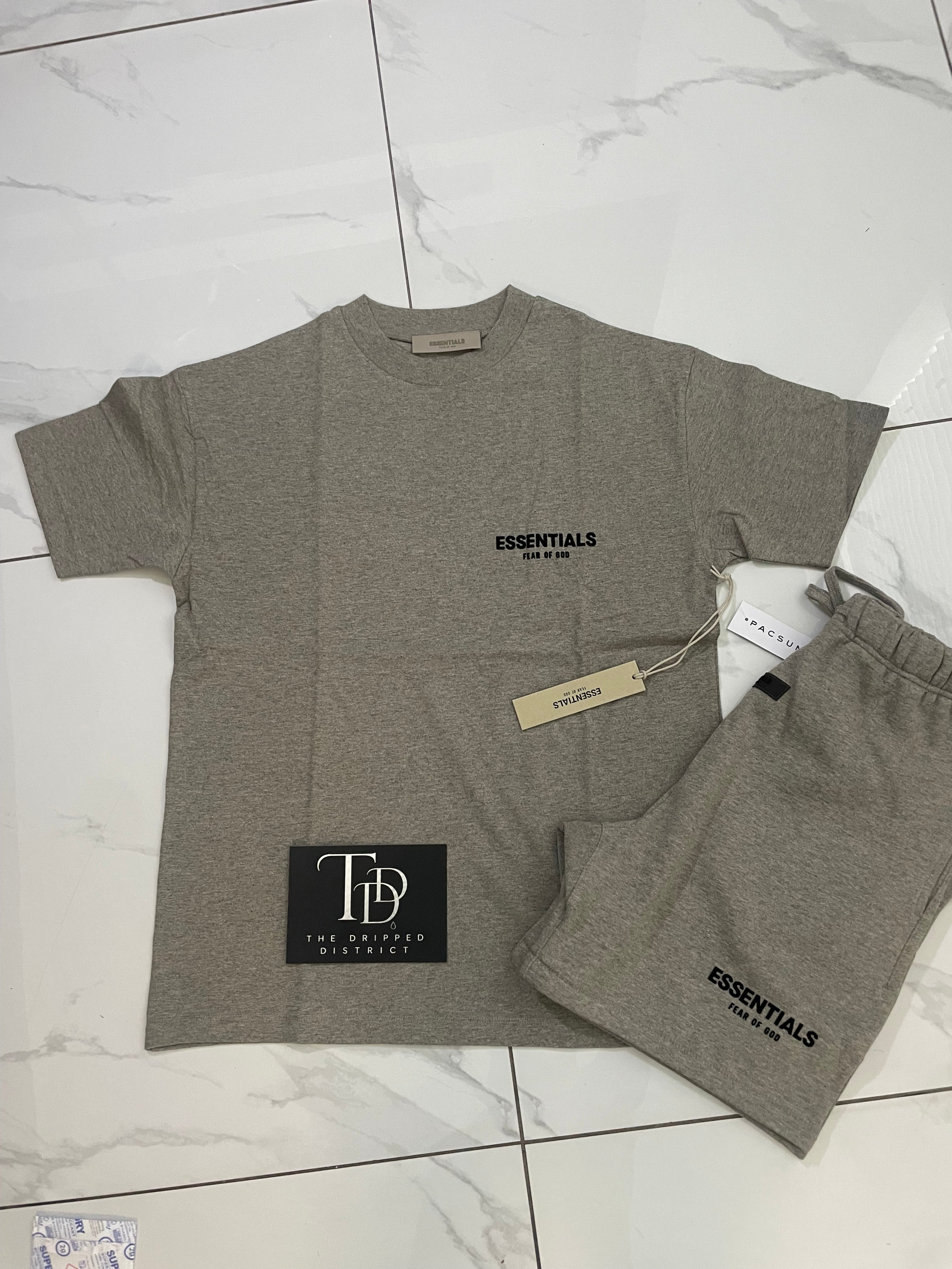 FEAR OF GOD ESSENTIALS SHORT SET 'DARK OATMEAL'