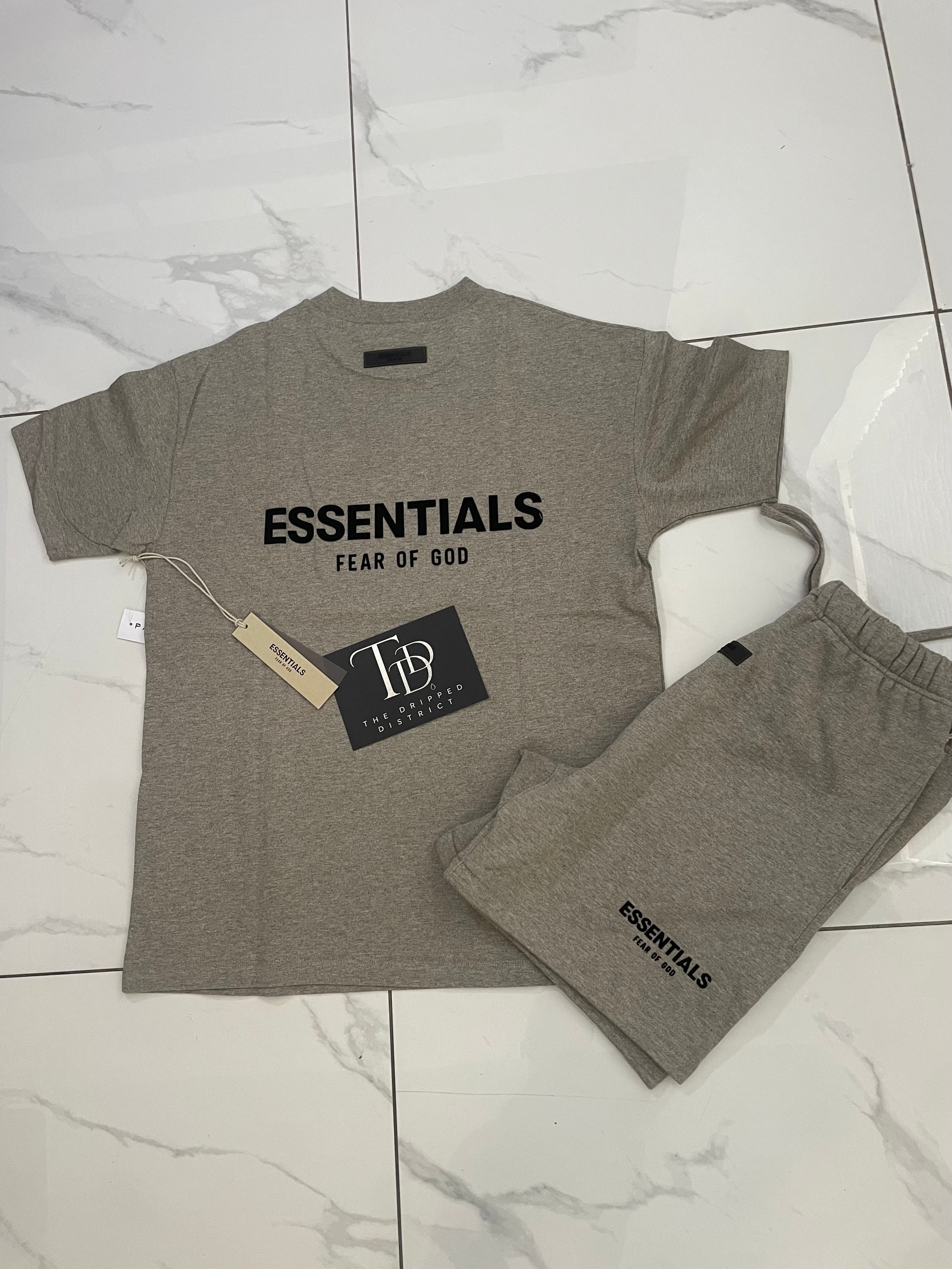 FEAR OF GOD ESSENTIALS SHORT SET 'DARK OATMEAL'