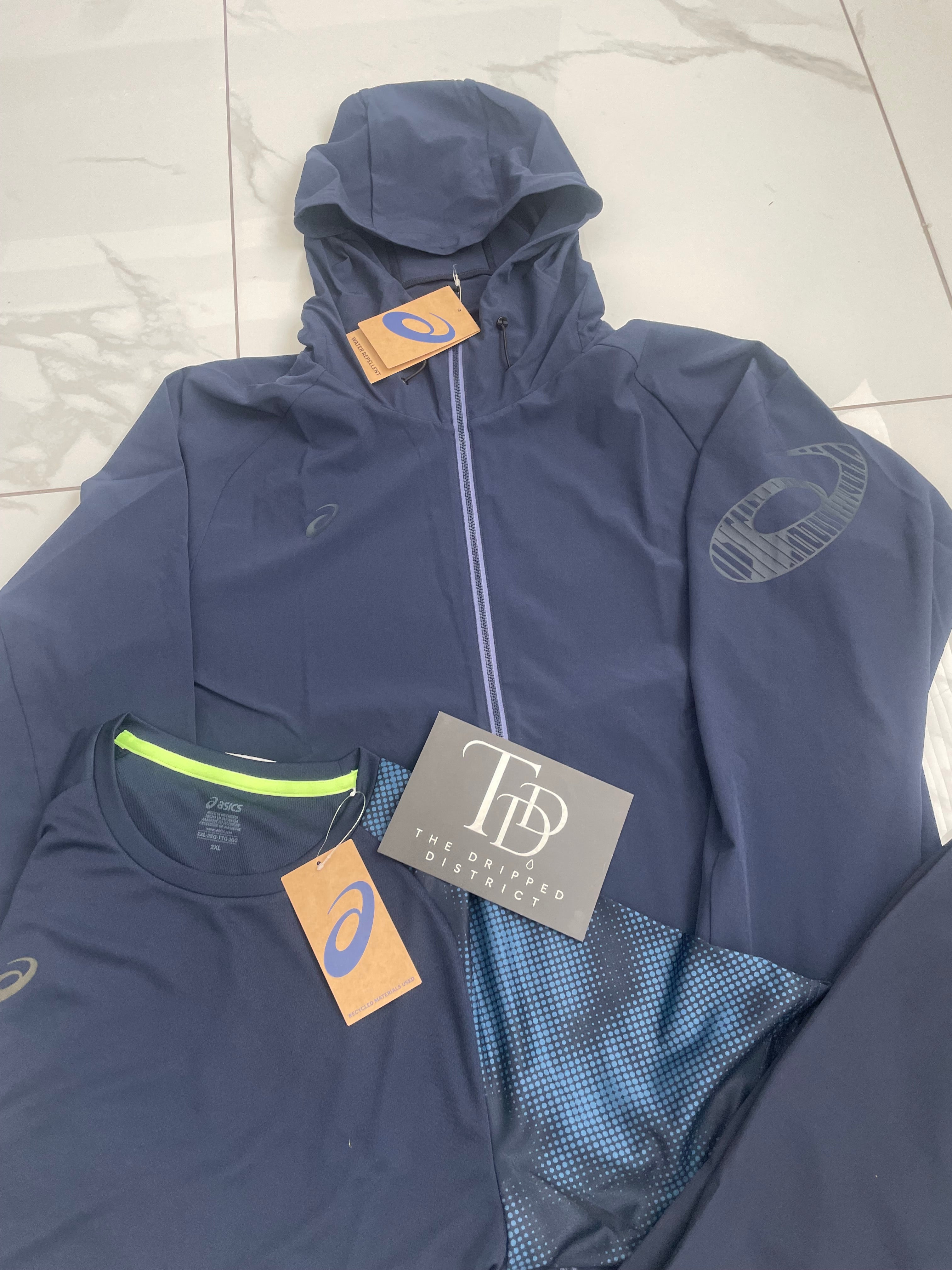 Asics 3pc Set Jacket, T-shirt And Shorts Navy