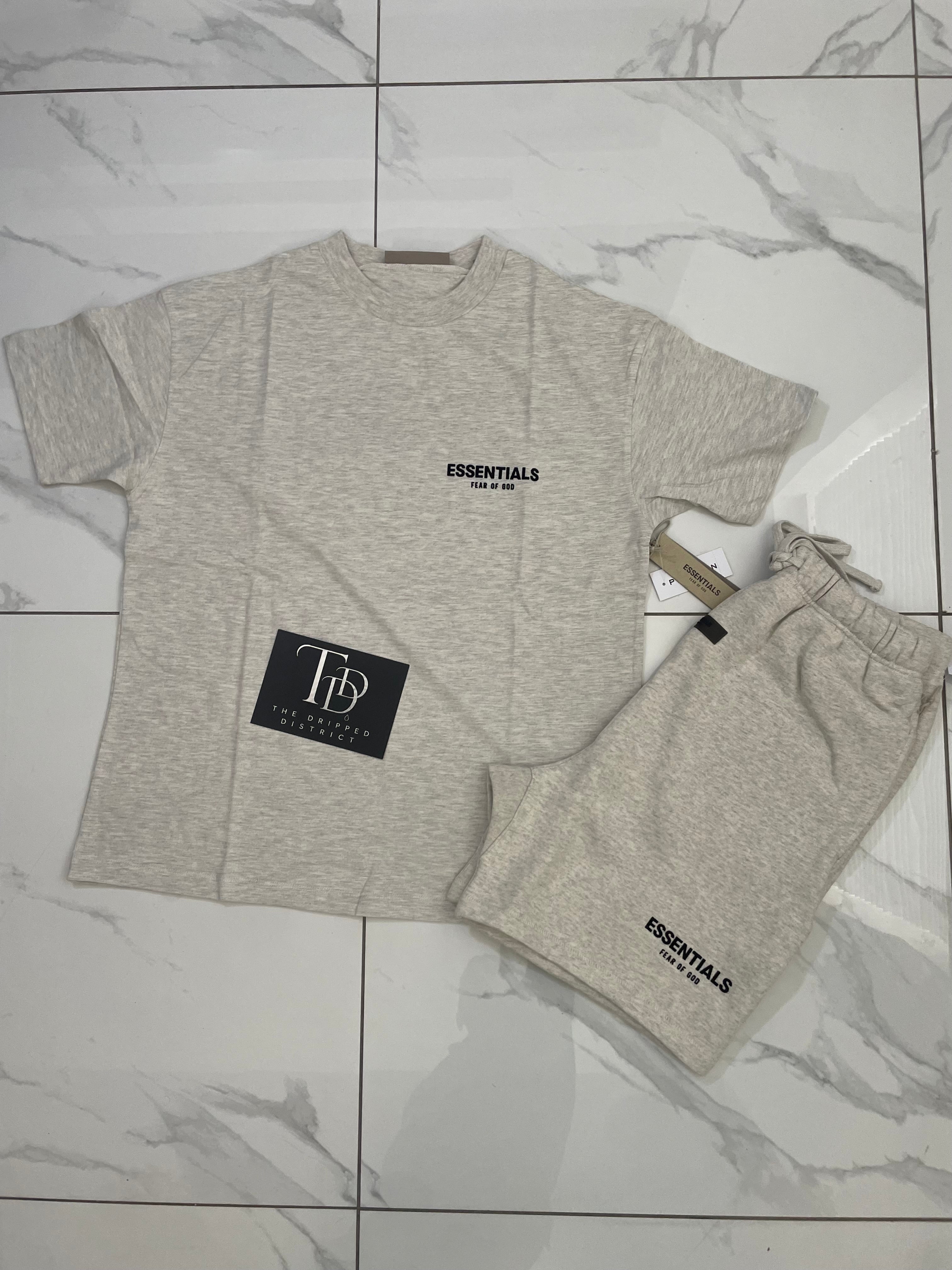 FEAR OF GOD ESSENTIALS SHORT SET 'LIGHT OATMEAL'