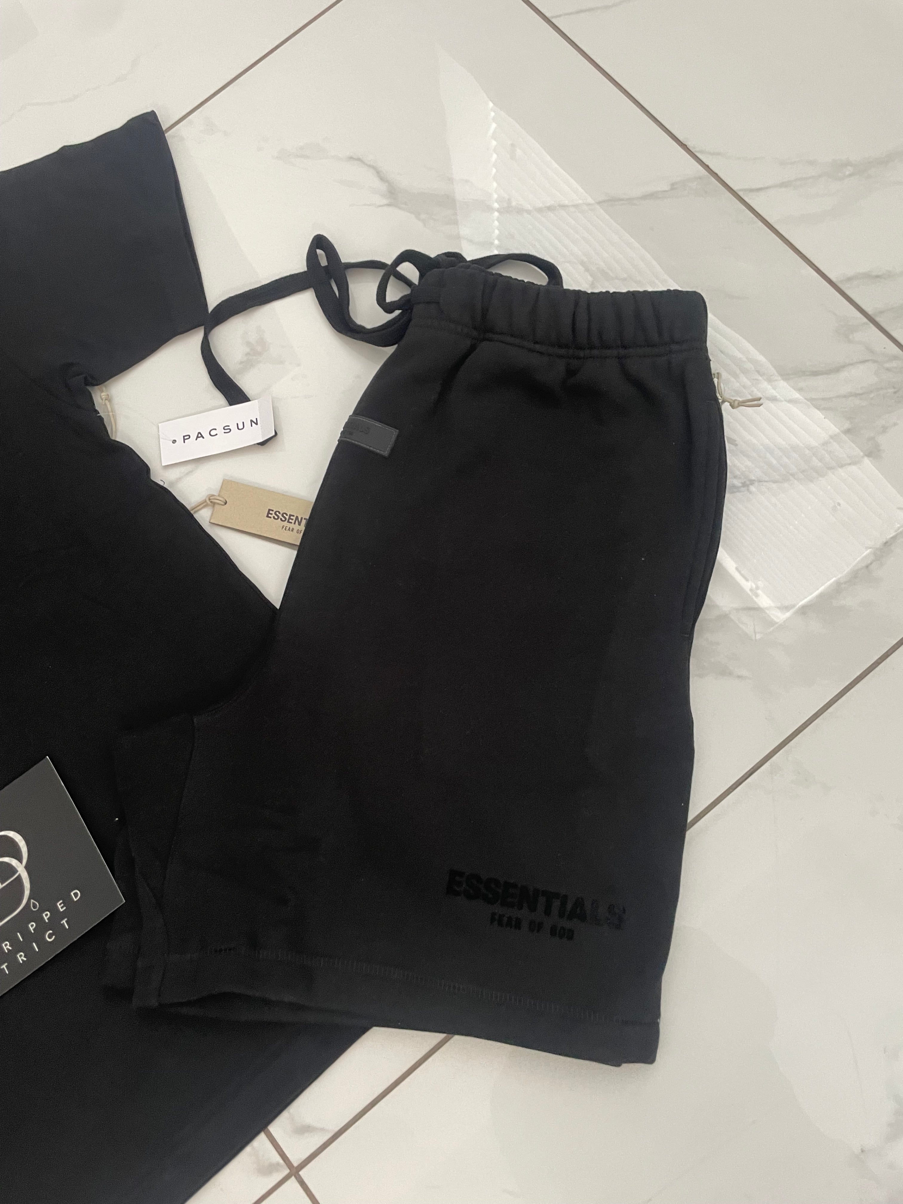 FEAR OF GOD ESSENTIALS SHORT SET 'DARK BLACK/BLACK '