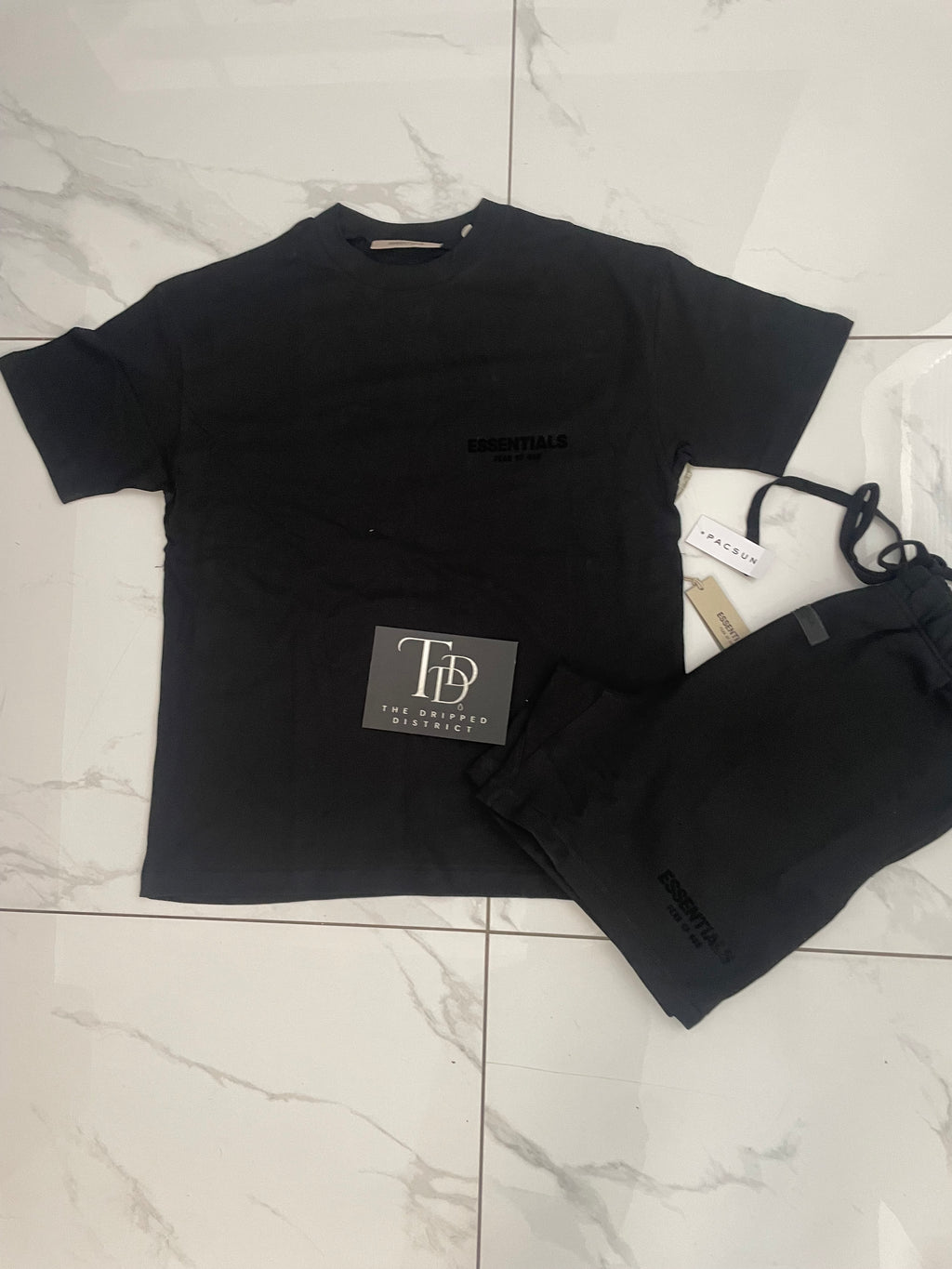 FEAR OF GOD ESSENTIALS SHORT SET 'DARK BLACK/BLACK '
